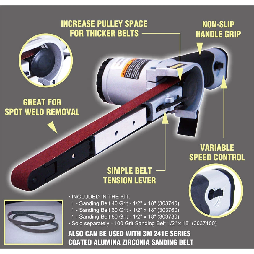 Astro Pneumatic 1/2" X 18" Air Belt Sander - 3037 5 Astro Pneumatic 1/2" X 18" Air Belt Sander - 3037 - Image 5