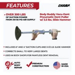 Champ Body Buddy Vacu-Dent Pneumatic Dent Puller With 3.5 Lbs. Slide Hammer - 2688 -Car Care Tool Store 2688 Body Buddy Vacu Dent Pneumatic D