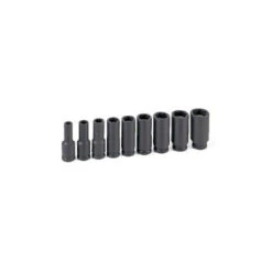 Grey Pneumatic 9-Piece 3/8 In. Drive 6-Point SAE Magnetic Deep Impact Socket Set - 1209DG